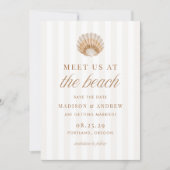 Coastal Stripes Shell Beach Wedding Save The Date (Voorkant)