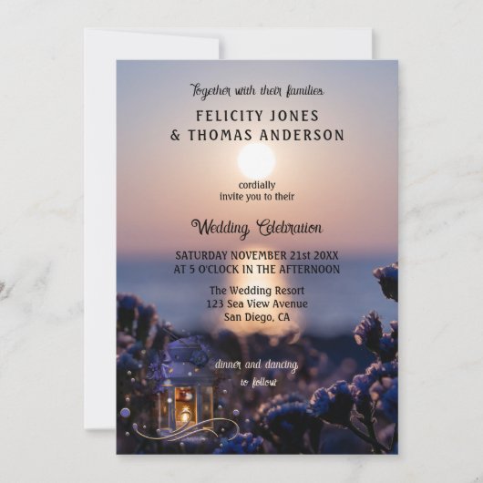 Coastal Sunset Winter Wedding Invitation (Devant)