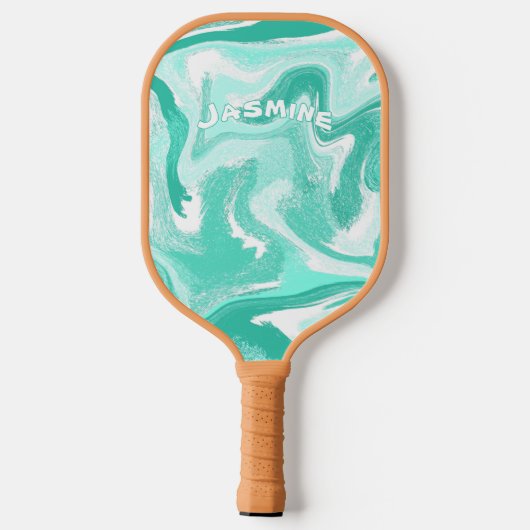 Coastal Teal and White Pickleball Paddle (Achterkant)