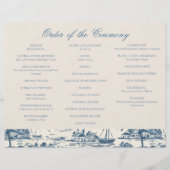 Coastal Toile Nautical Pattern Wedding Ceremony Flyer (Voorkant)