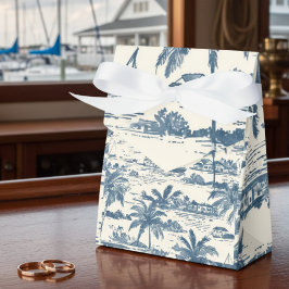 Coastal Toile Pattern Dusty Blue Wedding Bedankdoosjes