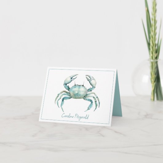 Coastal Watercolor Crab Personalized (Devant)