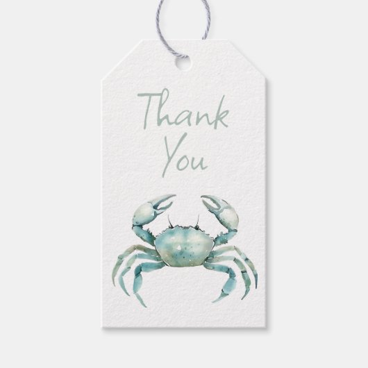 Coastal Watercolor Crab Personalized Cadeaulabel (Voorkant)