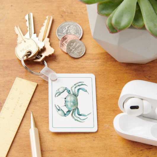 Coastal Watercolor Crab Personalized Sleutelhanger (Bureau)