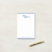 Coastal Waterverf Blue Polka Dot Dolphin Post-it® Notes (Op bureau)