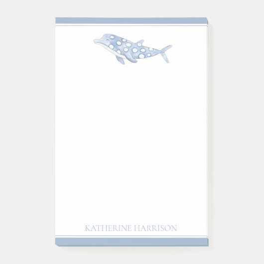 Coastal Waterverf Blue Polka Dot Dolphin Post-it® Notes (Voorkant)