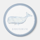Coastal Waterverf Blue Whale gepersonaliseerd Magneet (Voorkant)
