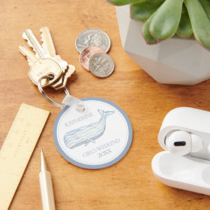 Coastal Waterverf Blue Whale gepersonaliseerd Sleutelhanger