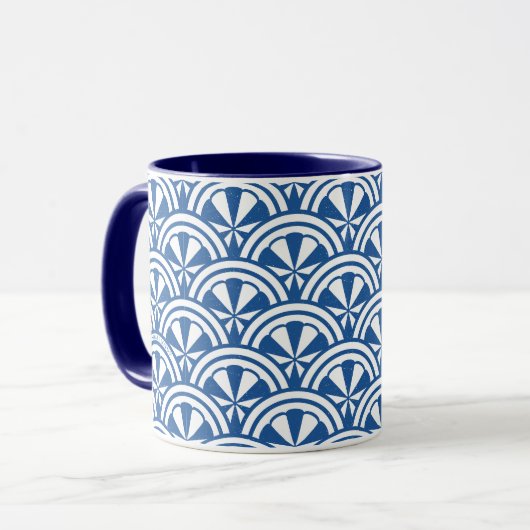 Coastal Waves Pattern - De Witte Lotus Mok (Voorkant links)