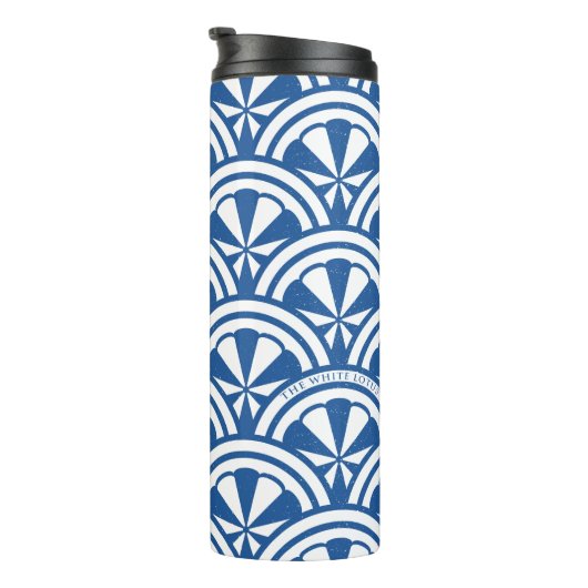 Coastal Waves Pattern - De Witte Lotus Thermosbeker (Geroteerd rechts)