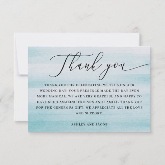 Coastal Wedding | Elegant Script Nautical Blue Bedankkaart (Voorkant)
