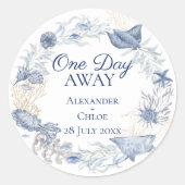 Coastal Wedding Favor Blue Gold Sticker (Voorkant)