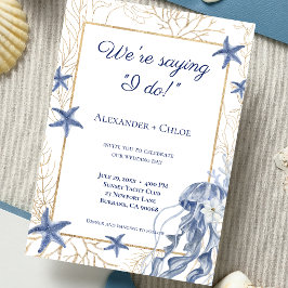 Coastal Wedding Navy Blue Gold Kaart