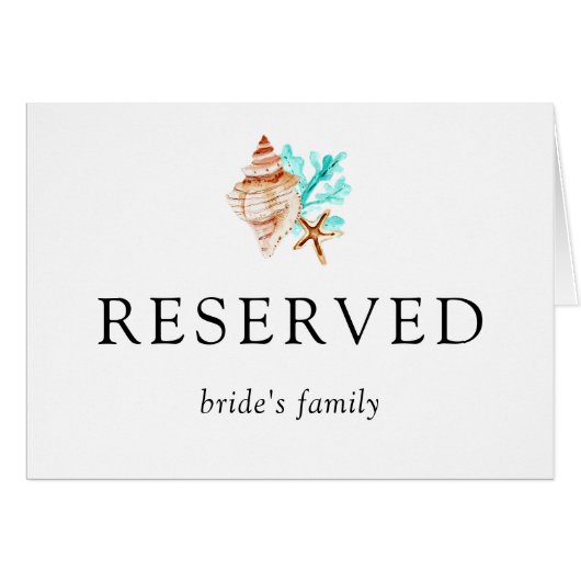 Coastal Wedding Seashells Reserved Bride's Family (Devant horizontal)
