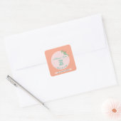 Coastal Weddingr Seahorse Stripe Vierkante Sticker (Envelop)