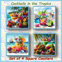 COASTER SET (4) - Cocktails in the Tropics