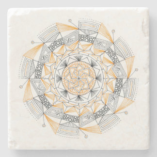 COASTER Steen Marmer met Mandala Design Oranje Stenen Onderzetter