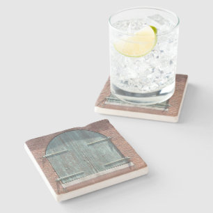 Coaster (steen) - Verweerde Houten Deur Stenen Onderzetter
