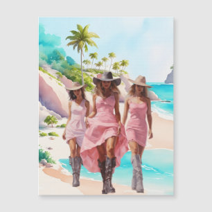 Coastère Cowgirl rose Trio Tropical Island Magnet