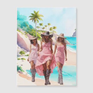 Coastère Cowgirl rose Trio Tropical Island Magnet
