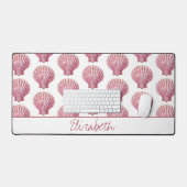 Coastère rose coquille sur blanc Personnalisé (Clavier et souris)