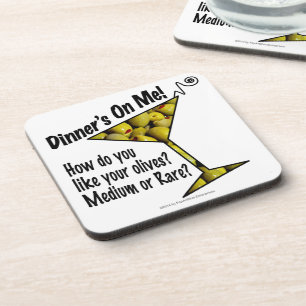 COASTERS Eten! Olijven? Medium of Rare? Bier Onderzetter