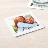 Coasters Liefde Tekst Foto Wit Vierkante Kartonnen Onderzetter (Schuin)