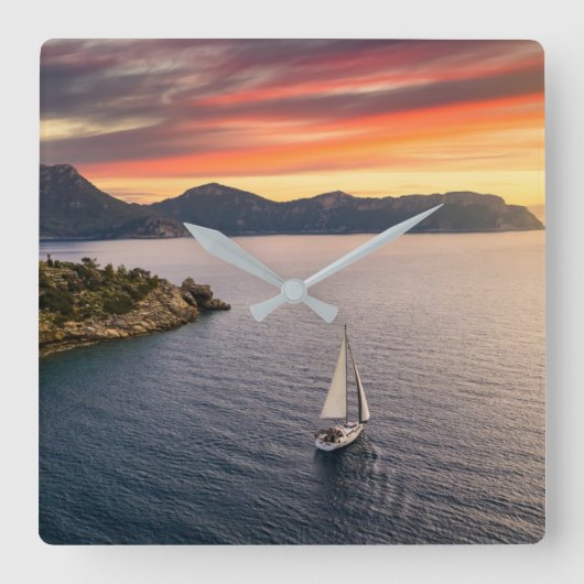 Coastline | Bodrum, Turkey Vierkante Klok (Voorkant)