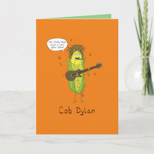 Cob Dylan Musician Corn Funny Wenskaart Kaart