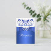 Cobalt Bleu, Blanc Floral Mariage Carte Réception (Debout devant)