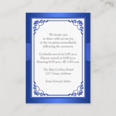 Cobalt Bleu, Blanc Floral Mariage Carte Réception (Dos)