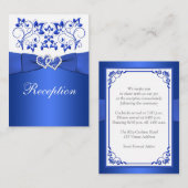 Cobalt Bleu, Blanc Floral Mariage Carte Réception (Devant / Derrière)