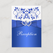 Cobalt Bleu, Blanc Floral Mariage Carte Réception (Devant)