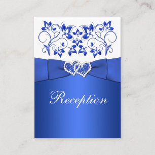 Cobalt Bleu, Blanc Floral Mariage Carte Réception