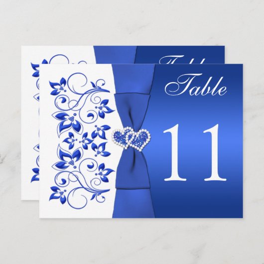 Cobalt bleu et blanc recto-verso Numéro de table (Devant / Derrière)