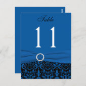 Cobalt bleu et noir Damas Numéro de table (Devant / Derrière)
