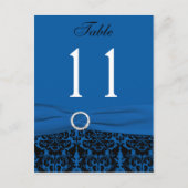 Cobalt bleu et noir Damas Numéro de table (Devant)