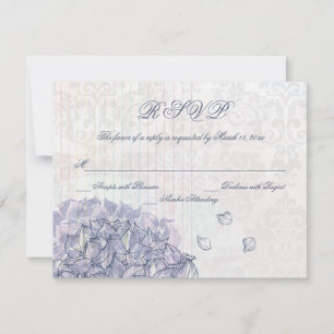 Cobalt bleu hydrangea mariage fleur RSVP carte