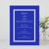 Cobalt bleu personnalisable menu plat mariage (Debout devant)