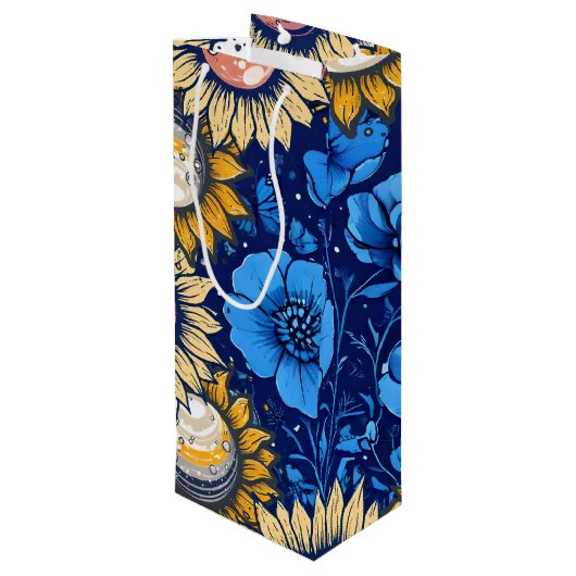 Cobalt Bloom  Wijn Cadeautas (Achterkant Gekanteld)