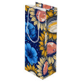 Cobalt Bloom  Wijn Cadeautas (Voorkant Gekanteld)