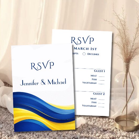 Cobalt Blue and Lemon Yellow RSVP Wedding 