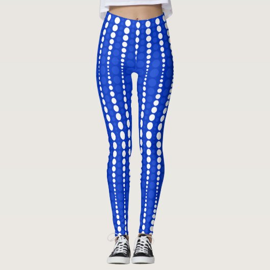 Cobalt Blue and White Polka Dot Leggings (Devant)