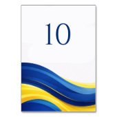 Cobalt Blue and Yellow Modern Wedding Table Number Kaart (Achterkant)
