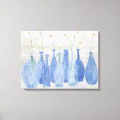 Cobalt Blue Bottles with Daisies Jars Canvas Afdruk (Voorkant)