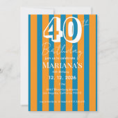 Cobalt Blue & Burnt Orange Stripes Modern Scripted Kaart (Voorkant)