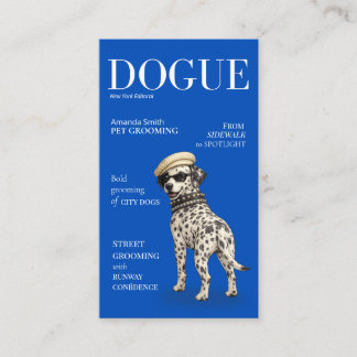 Cobalt Blue Dalmatian Dogue Magazine Business Card Visitekaartje