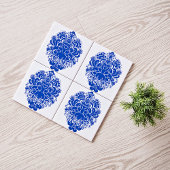 Cobalt Blue Damask Tegeltje