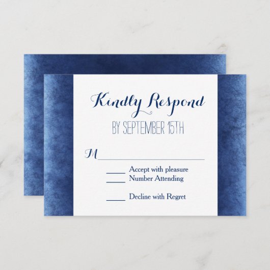 Cobalt Blue détendu Rustique Mariage Cartes RSVP (Devant / Derrière)