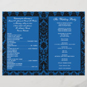 Cobalt Blue en Black Damask Wedding Programme (Achterkant)